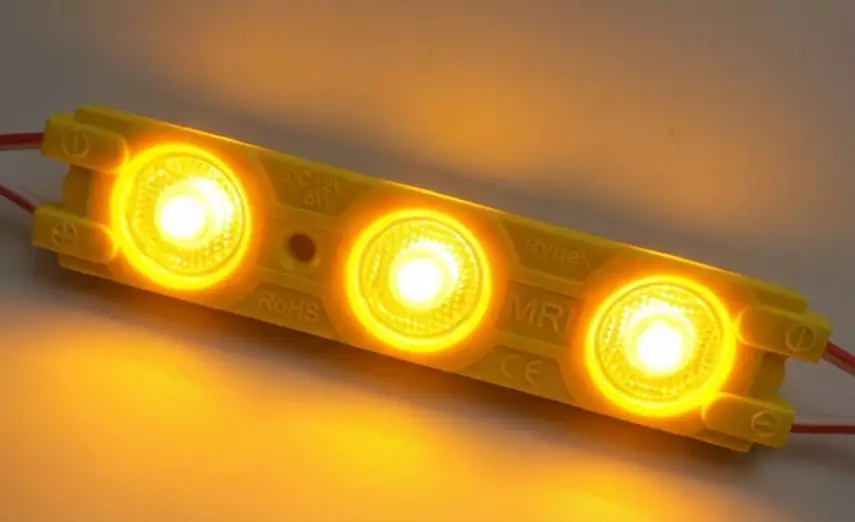 3'lü Kristal Mercek Modül LED 1.5W - Amber (Sarı) - 3