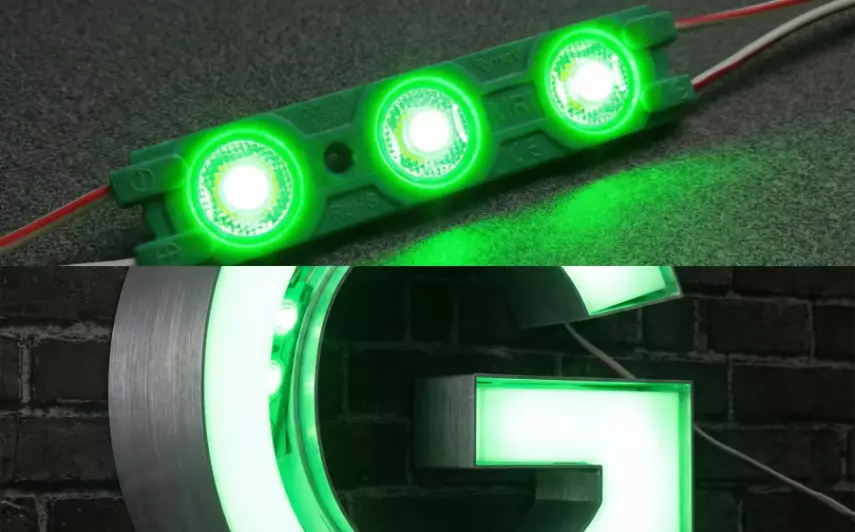 3'lü Kristal Mercek Modül LED 1.5W - Yeşil ( Green) - 4
