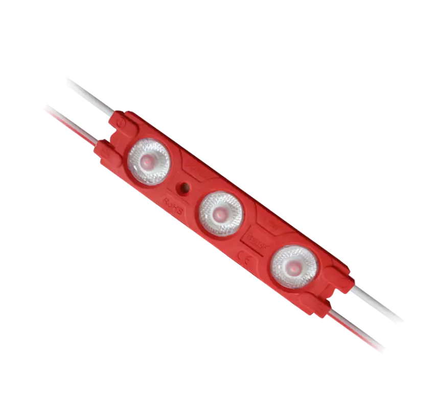 3'lü Kristal Mercek Modül LED 1.5W - Canlı Kırmızı (Bayrak Kırmızısı) - 1