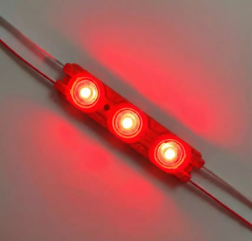 3'lü Kristal Mercek Modül LED 1.5W - Canlı Kırmızı (Bayrak Kırmızısı) - 2